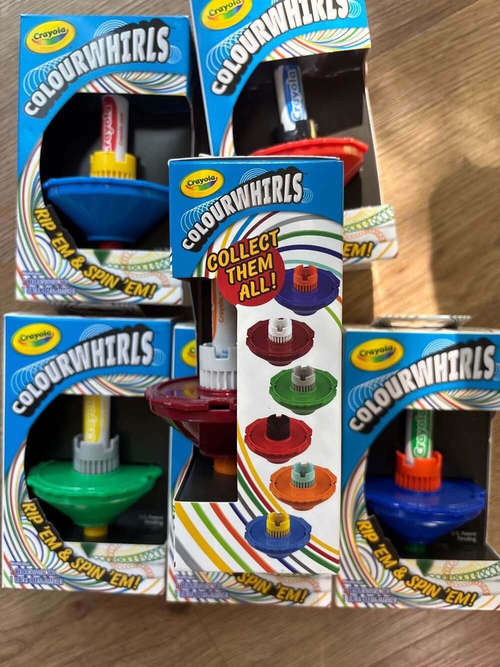 Crayola Colourwhirls Rip 'Em & Spin 'Em Spinning Top Toy Set of 6 - Picture 6 of 6
